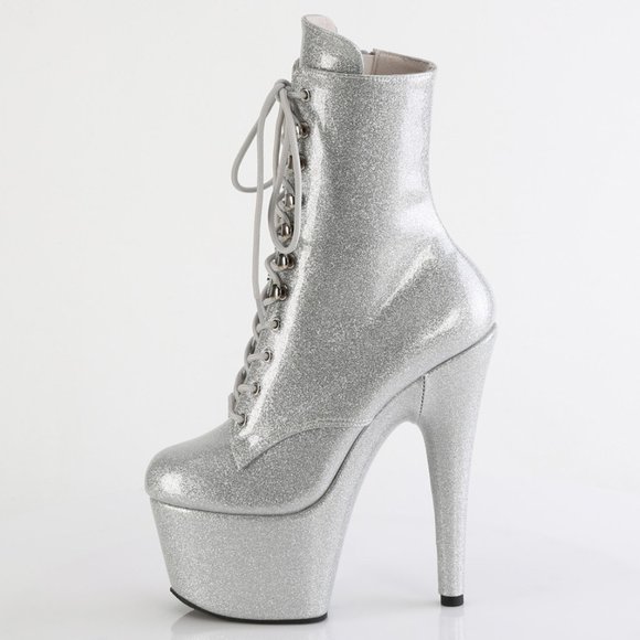 Platform Glitter Lace Up Ankle Boots